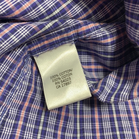 Men’s Banana Republic Blue Pink Plaid Button Down Long Sleeve Shirt Size M - Picture 3 of 5